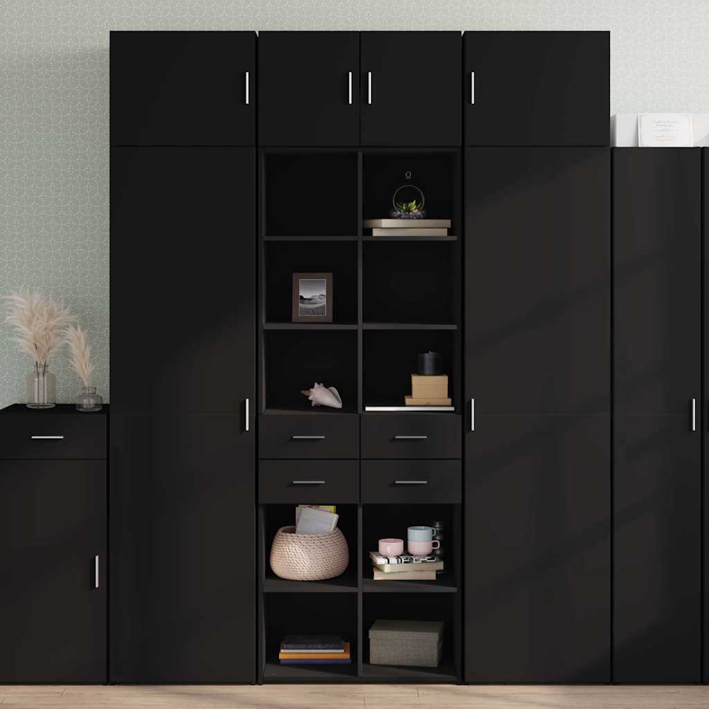 JUNG Vida Highboard Schwarz 70x42,5x185 cm Holzwerkstoff