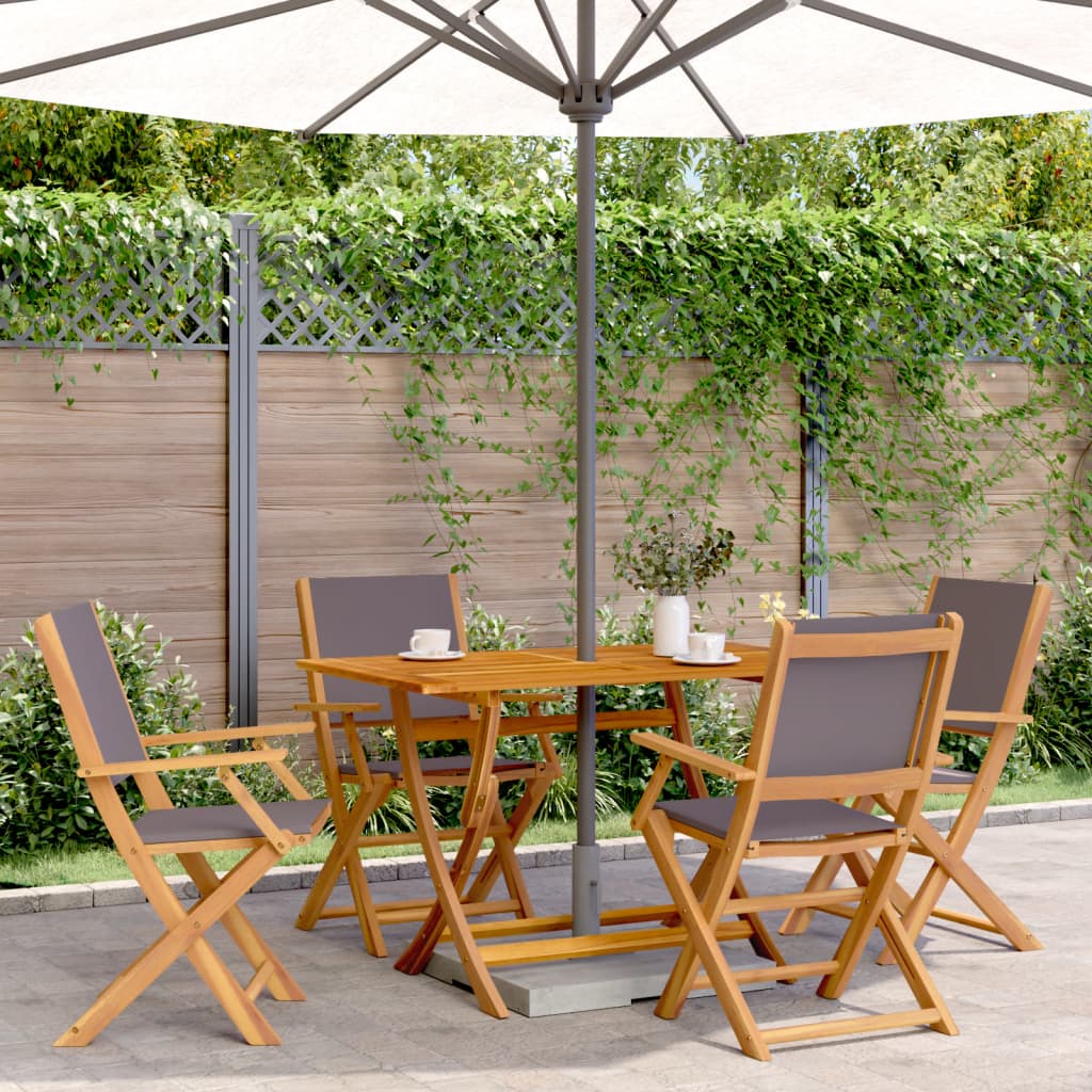 JUNG Vida 5-tlg. Garten-Essgruppe Stoff und Massivholz Anthrazit