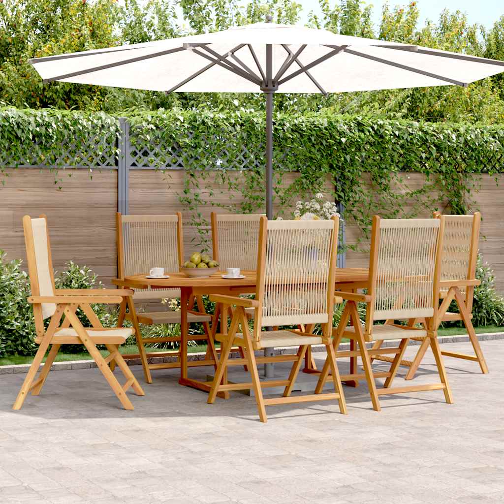 JUNG Vida 7-tlg. Garten-Essgruppe Polypropylen und Massivholz Beige