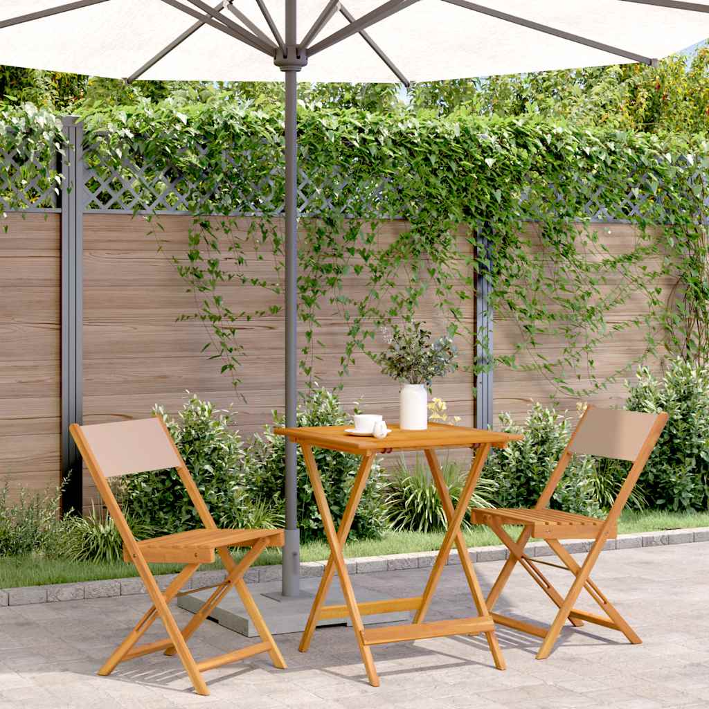 JUNG Vida 3-tlg. Bistro-Set Taupe Stoff und Massivholz