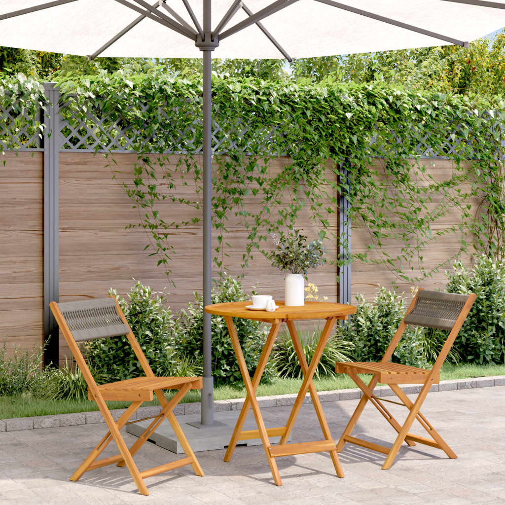 JUNG Vida 3-tlg. Bistro-Set Grau Polypropylen und Massivholz