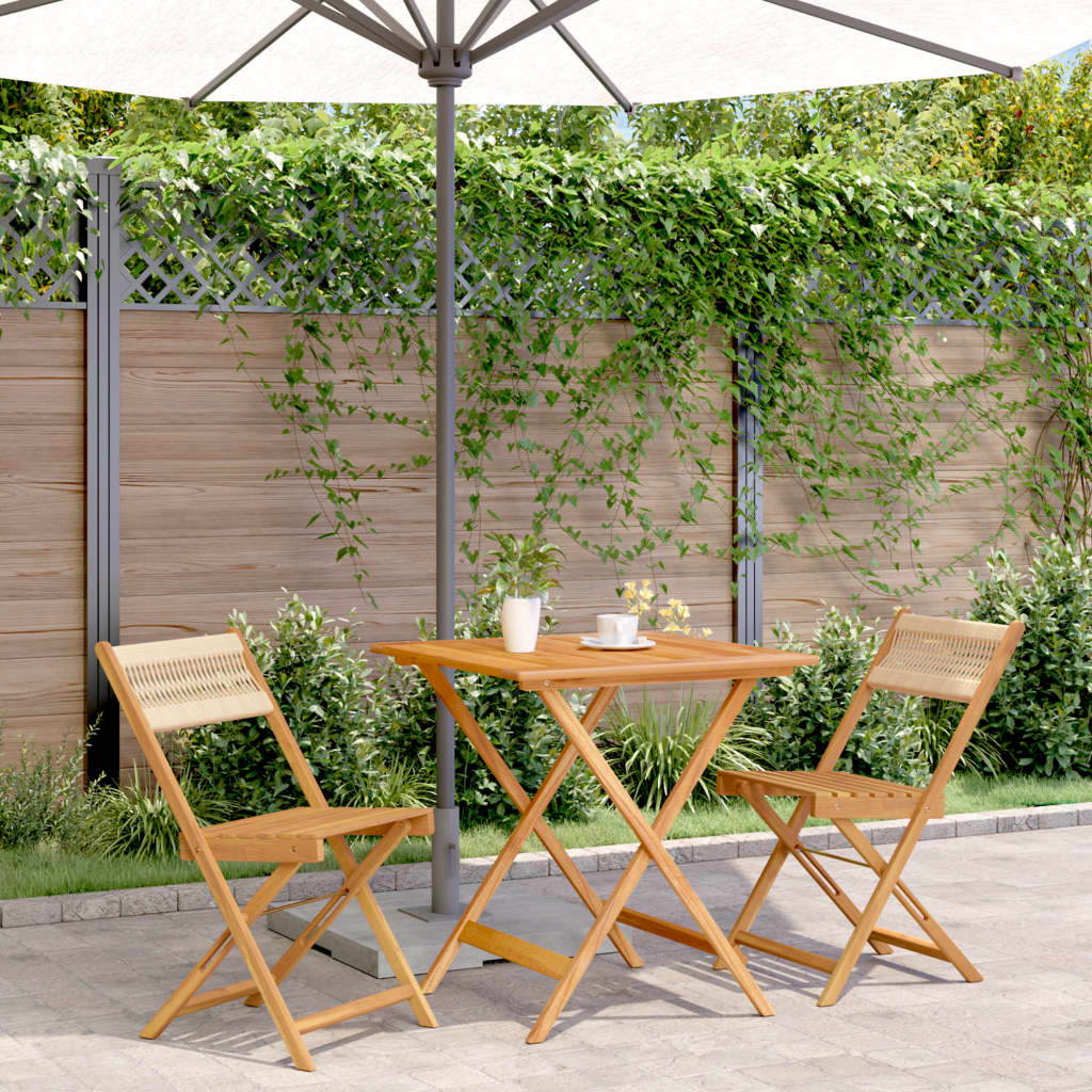 JUNG Vida 3-tlg. Bistro-Set Beige Polypropylen und Massivholz