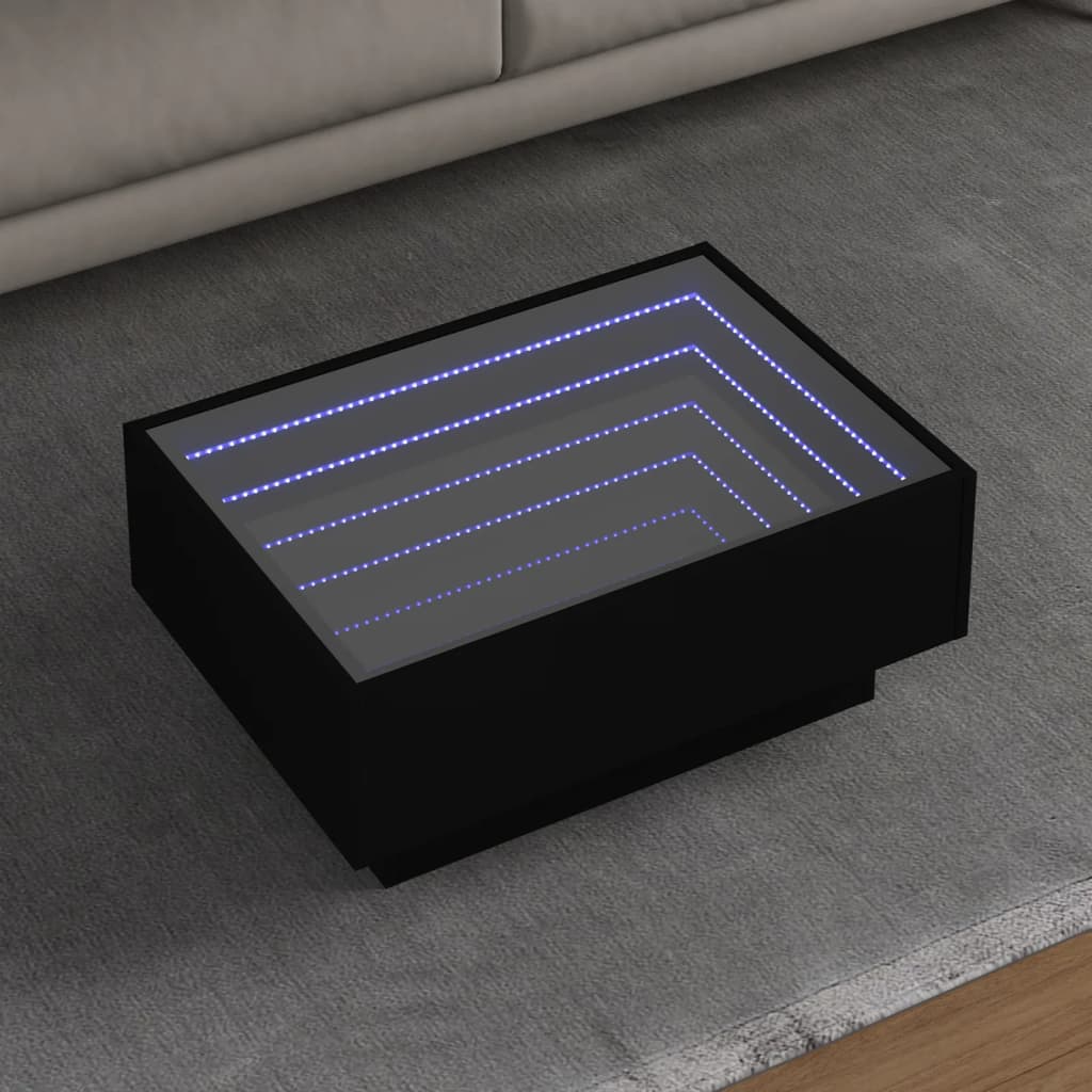 JUNG Vida LED-Couchtisch Schwarz 70x50x30 cm Holzwerkstoff