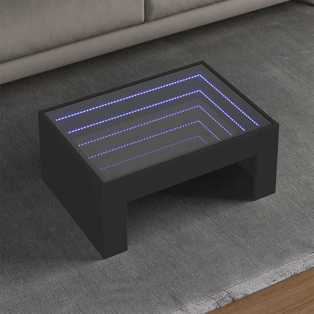 JUNG Vida Couchtisch mit Infinity-LED Schwarz 70x50x30 cm