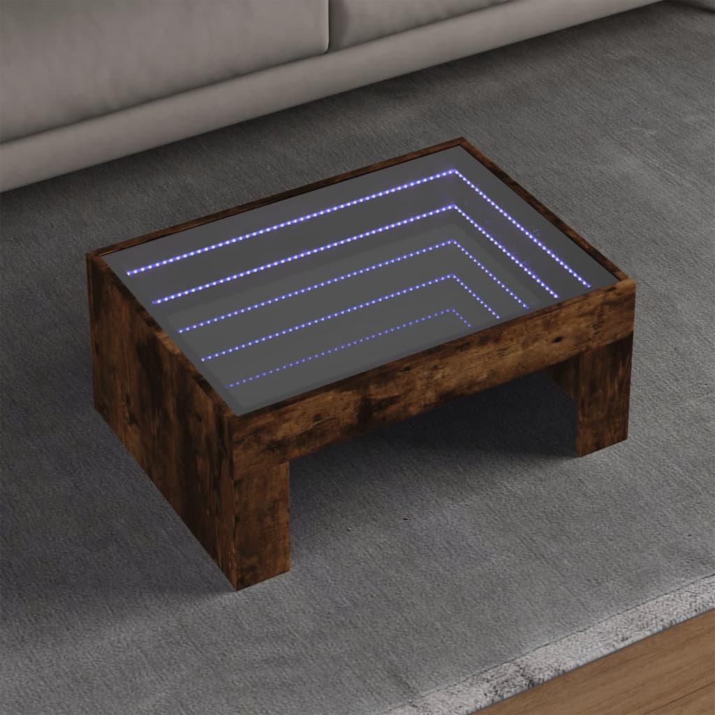JUNG Vida Couchtisch mit Infinity-LED Räuchereiche 70x50x30 cm