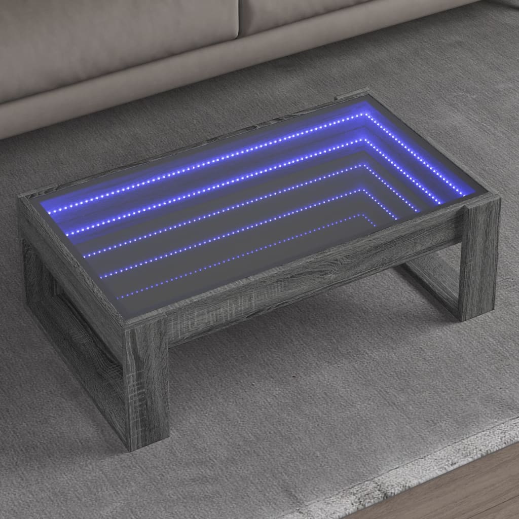 JUNG Vida Couchtisch mit Infinity-LED Grau Sonoma 90x53x30 cm