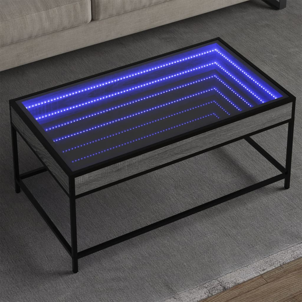 JUNG Vida Couchtisch mit Infinity-LED Grau Sonoma 90x50x41 cm