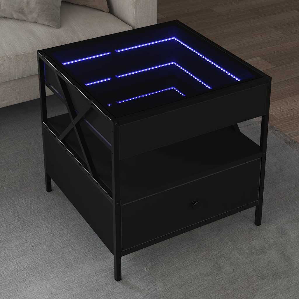 JUNG Vida Couchtisch mit Infinity-LED Schwarz 50x50x51 cm