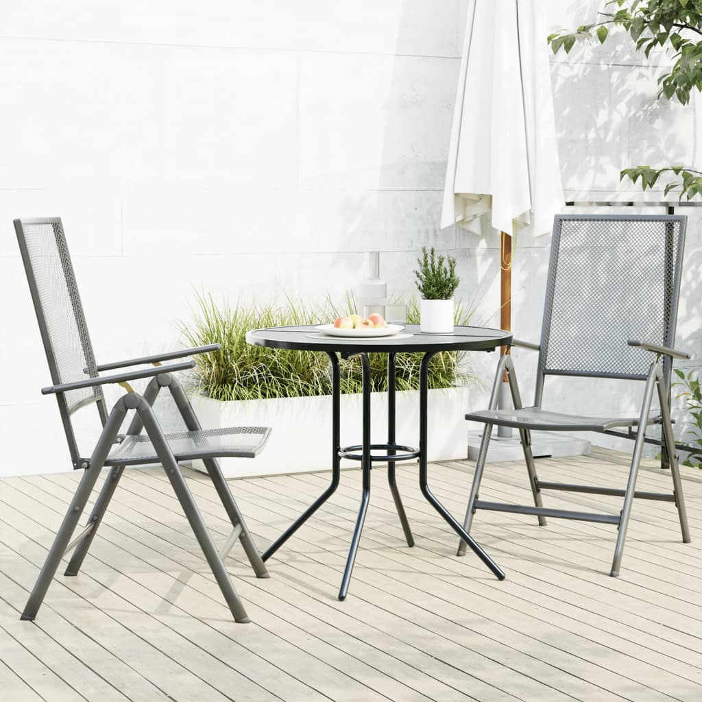 JUNG Vida Gartenstuhl-Set 3-tlg. Verstellbar Pulverbeschichteter Stahl