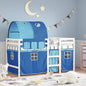 JUNG Vida Kinderhochbett mit Tunnel Blau 90x190 cm Massivholz Kiefer