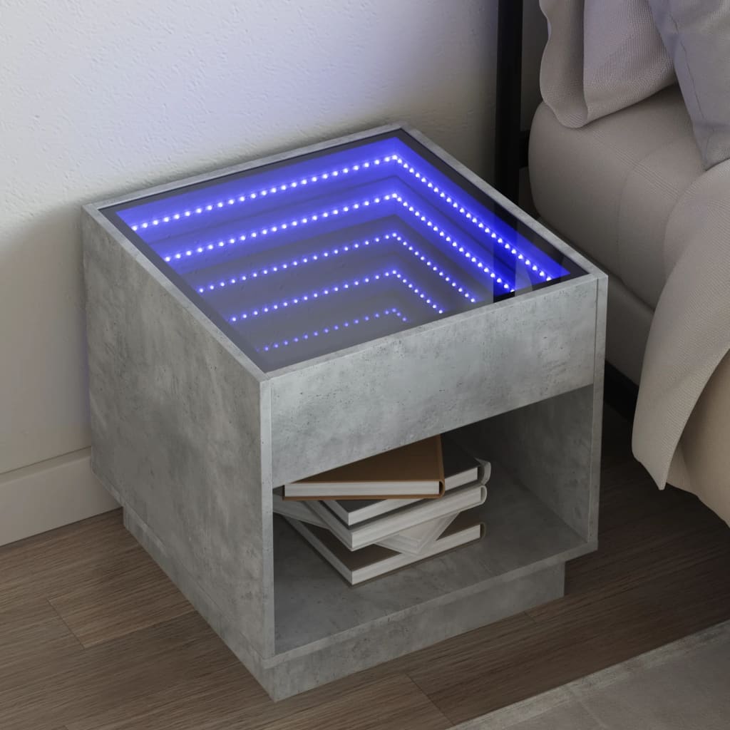 JUNG Vida Nachttisch mit Infinity-LED Betongrau 50x50x50 cm
