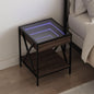 JUNG Vida Nachttisch mit Infinity-LED Braun Eichen-Optik 40x40x49 cm
