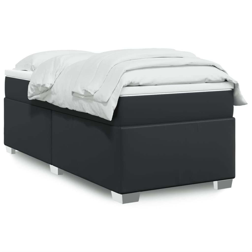 JUNG Vida Boxspringbett mit Matratze Schwarz 100x200 cm Kunstleder