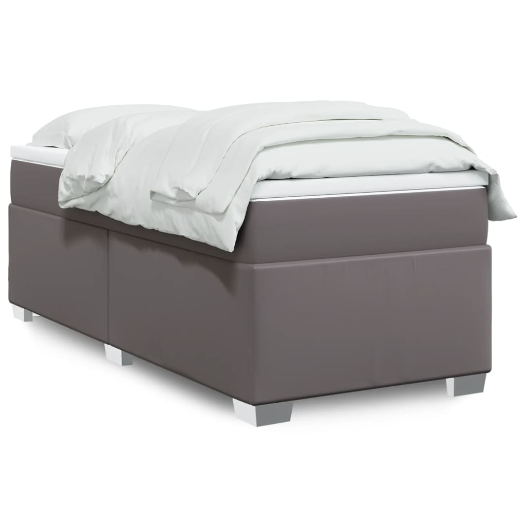JUNG Vida Boxspringbett mit Matratze Grau 100x200 cm Kunstleder