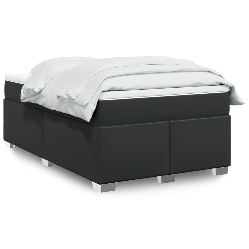 JUNG Vida Boxspringbett mit Matratze Schwarz 120x200 cm Kunstleder