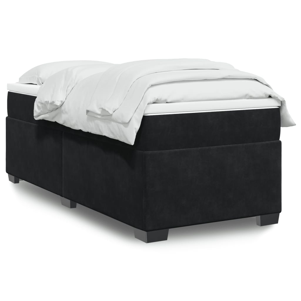 JUNG Vida Boxspringbett mit Matratze Schwarz 90x190 cm Samt