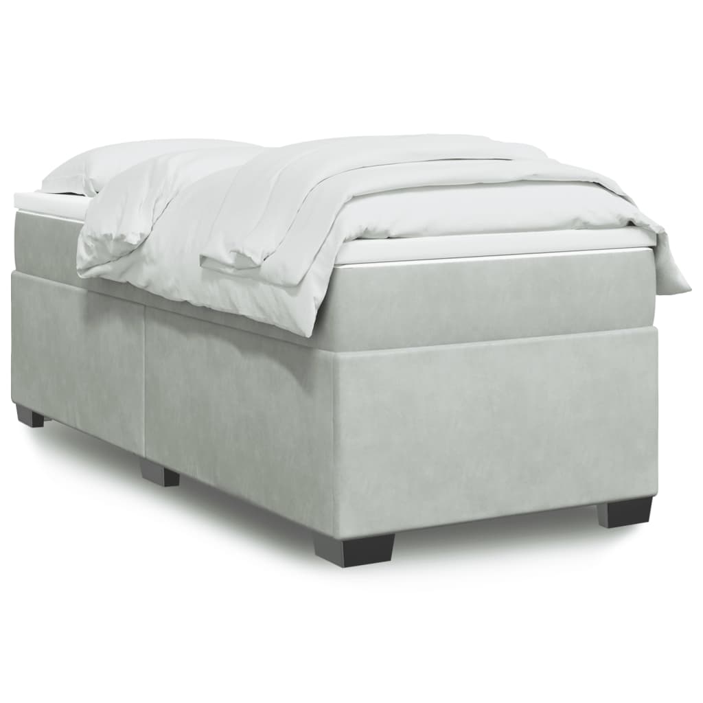JUNG Vida Boxspringbett mit Matratze Hellgrau 100x200 cm Samt
