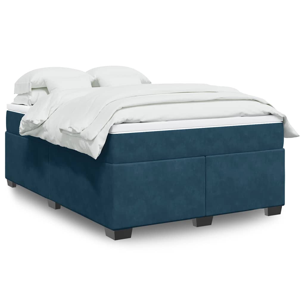 JUNG Vida Boxspringbett mit Matratze Dunkelblau 160x200 cm Samt
