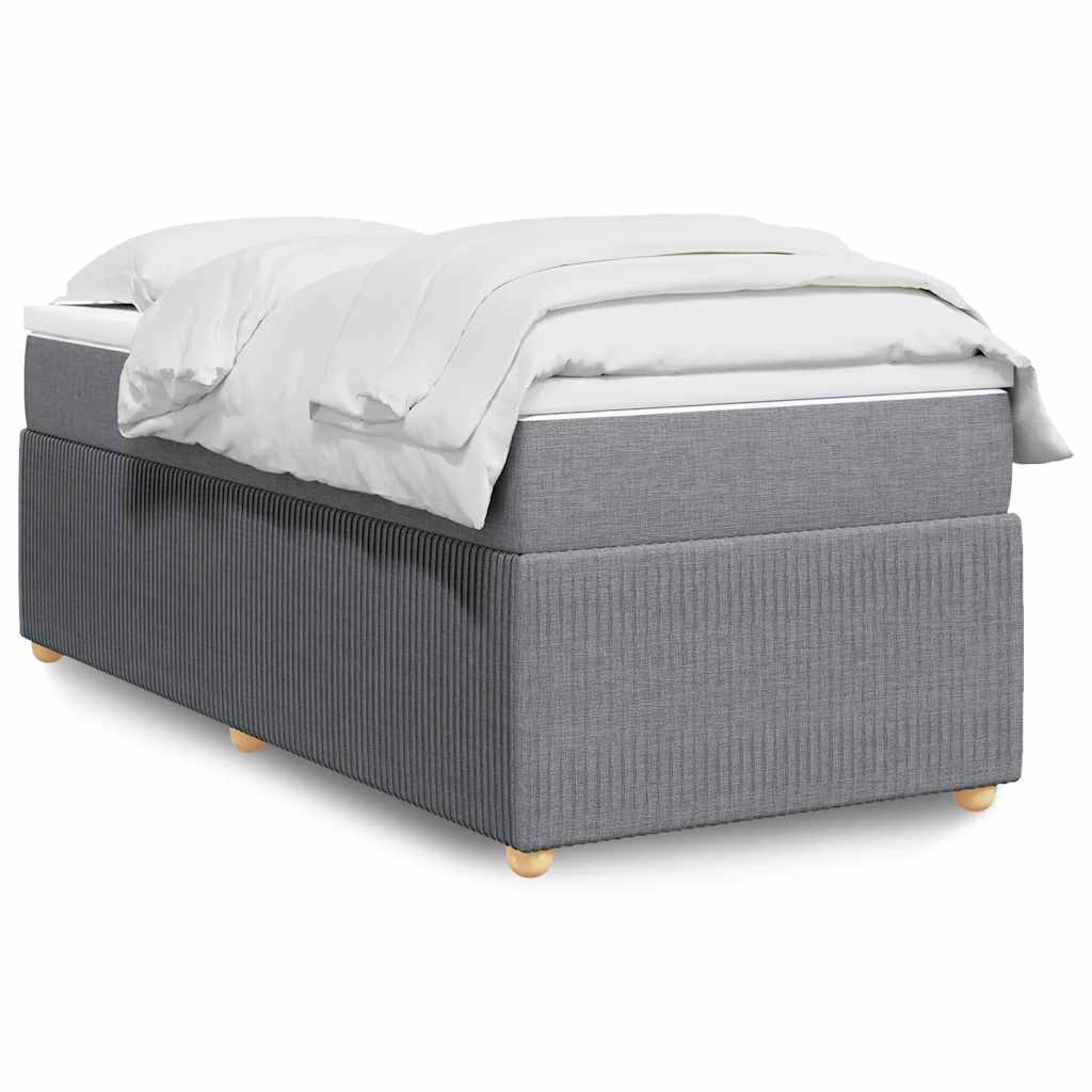 JUNG Vida Boxspringbett mit Matratze Hellgrau 90x190 cm Stoff