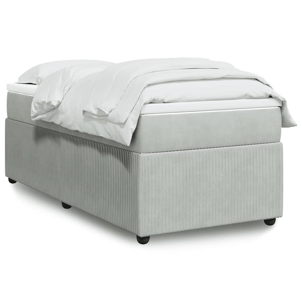 JUNG Vida Boxspringbett mit Matratze Hellgrau 80x200 cm Samt