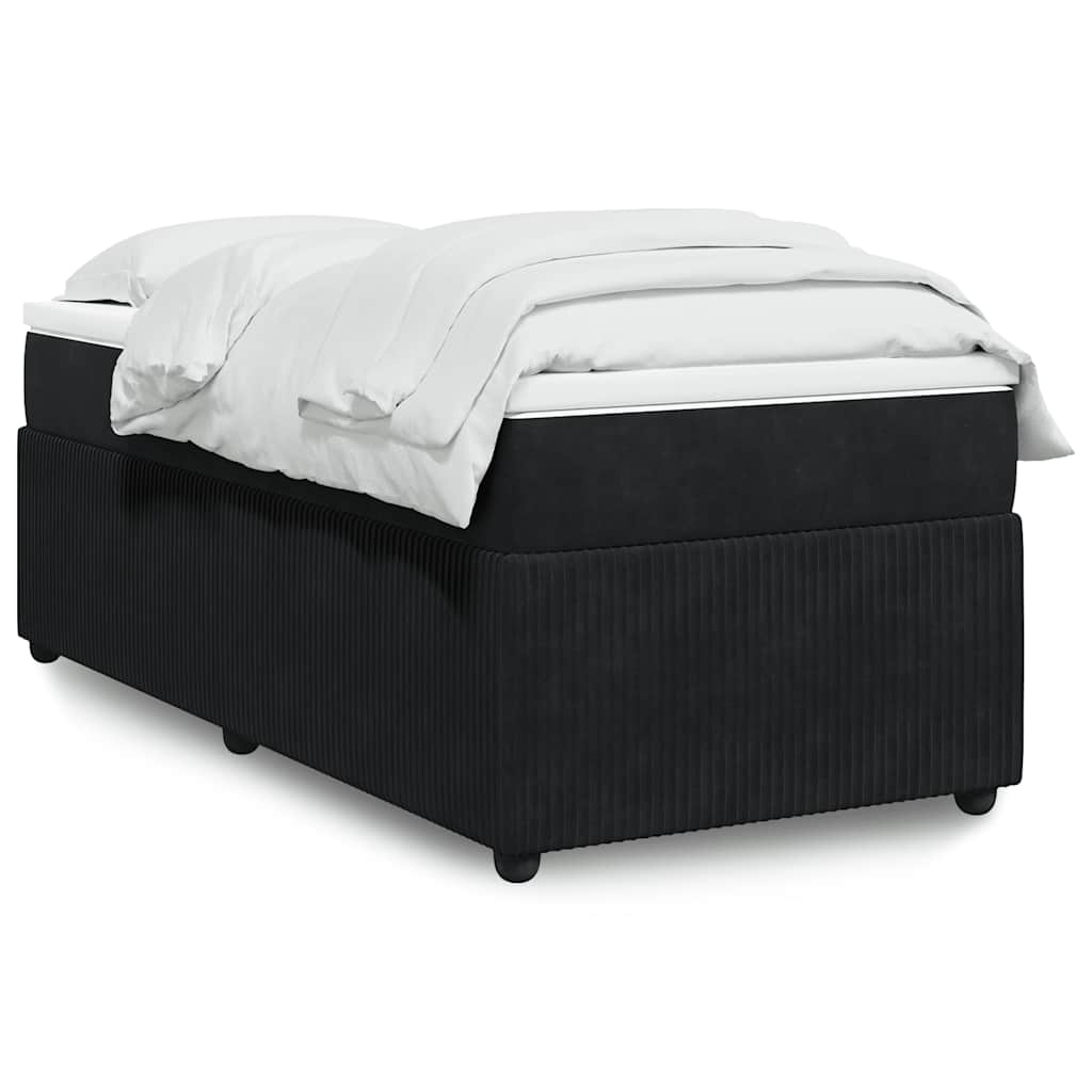 JUNG Vida Boxspringbett mit Matratze Schwarz 80x200 cm Samt