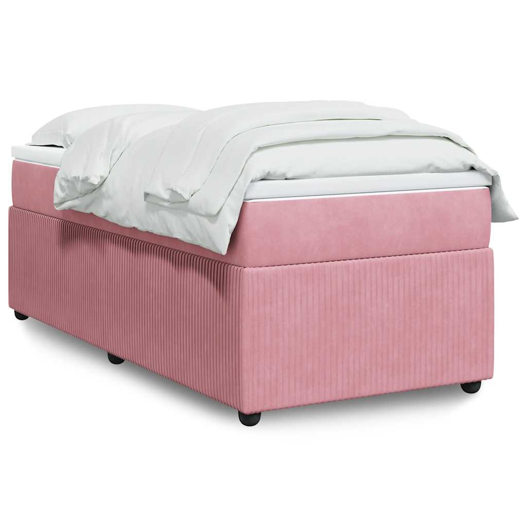 JUNG Vida Boxspringbett mit Matratze Rosa 100x200 cm Samt