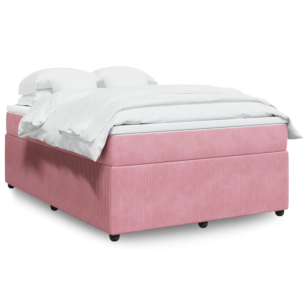 JUNG Vida Boxspringbett mit Matratze Rosa 140x200 cm Samt