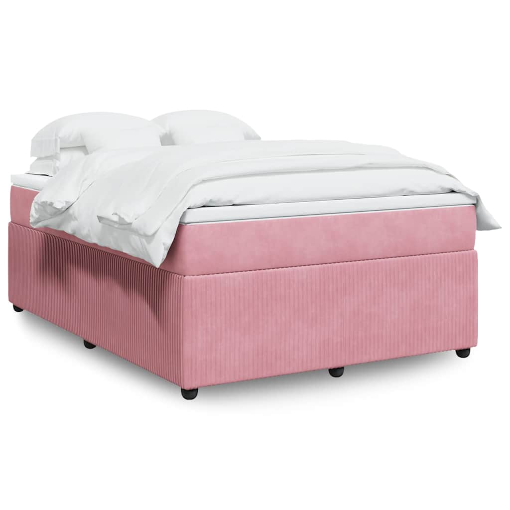 JUNG Vida Boxspringbett mit Matratze Rosa 160x200 cm Samt