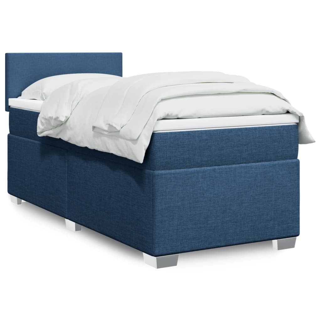 JUNG Vida Boxspringbett mit Matratze Blau 90x190 cm Stoff