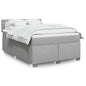 JUNG Vida Boxspringbett mit Matratze Hellgrau 140x200 cm Stoff