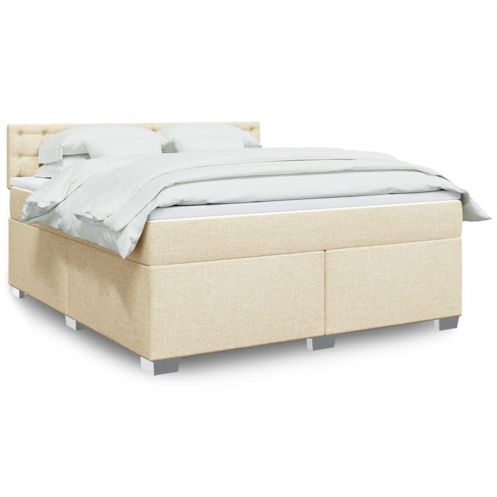 JUNG Vida Boxspringbett mit Matratze Creme 180x200 cm Stoff