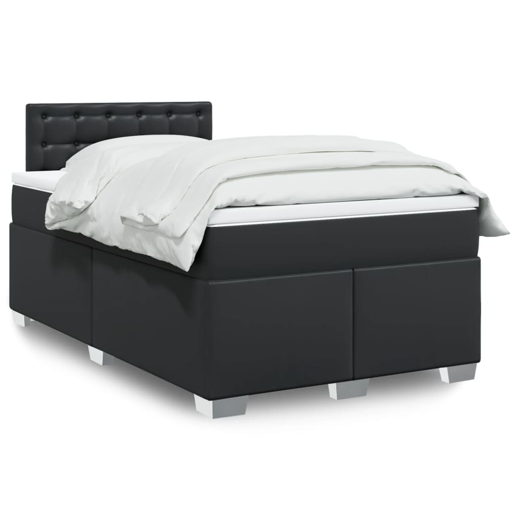 JUNG Vida Boxspringbett mit Matratze Schwarz 120x200 cm Kunstleder