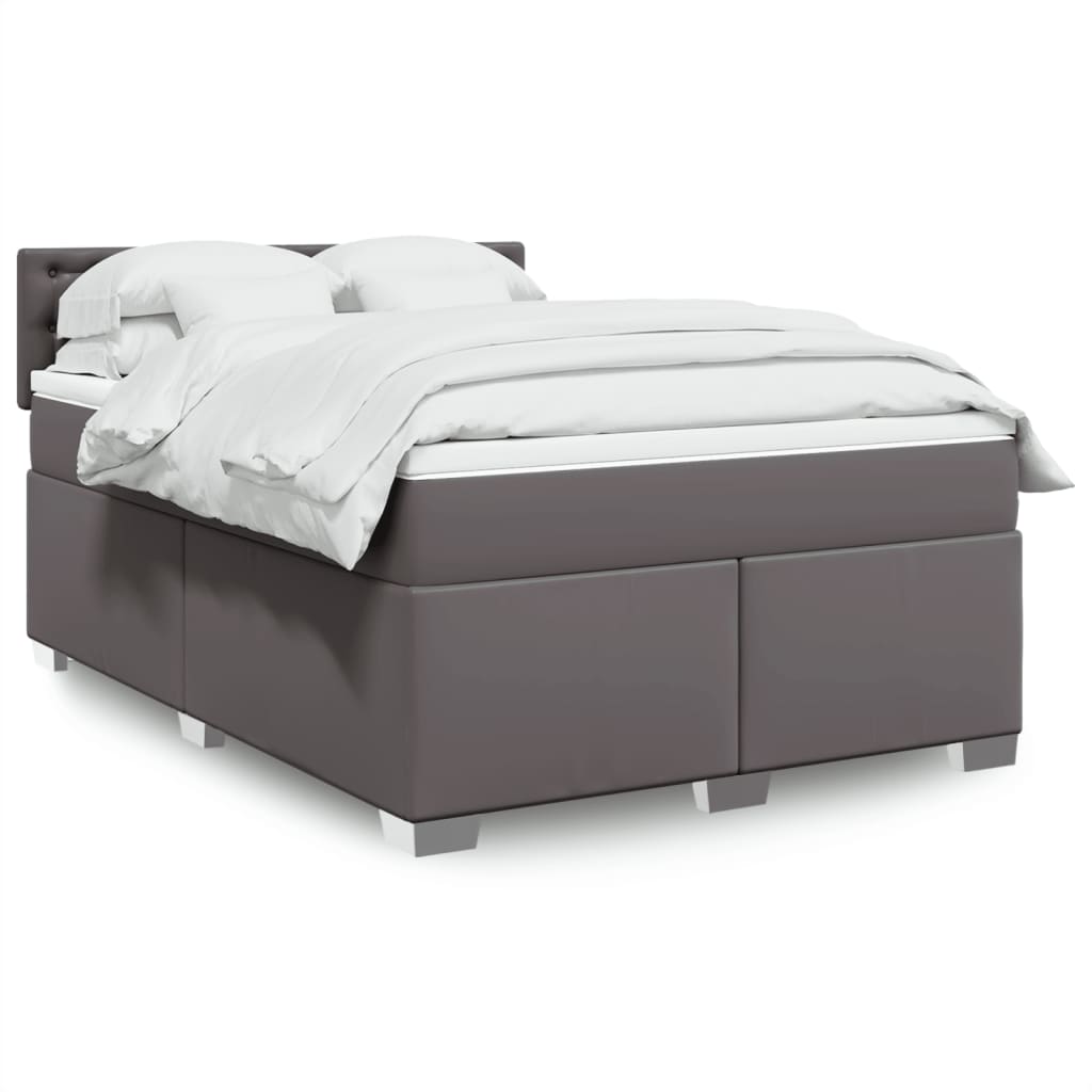 JUNG Vida Boxspringbett mit Matratze Grau 160x200 cm Kunstleder