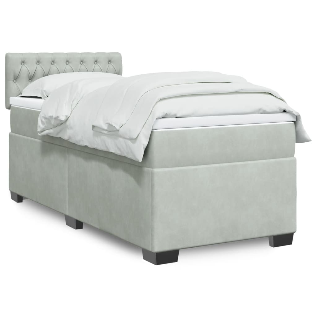 JUNG Vida Boxspringbett mit Matratze Hellgrau 80x200 cm Samt
