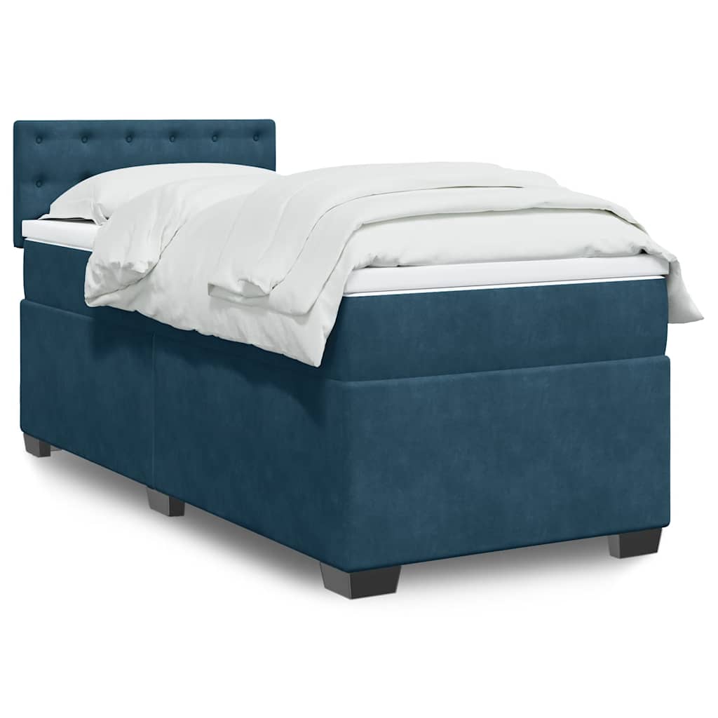 JUNG Vida Boxspringbett mit Matratze Dunkelblau 90x190 cm Samt