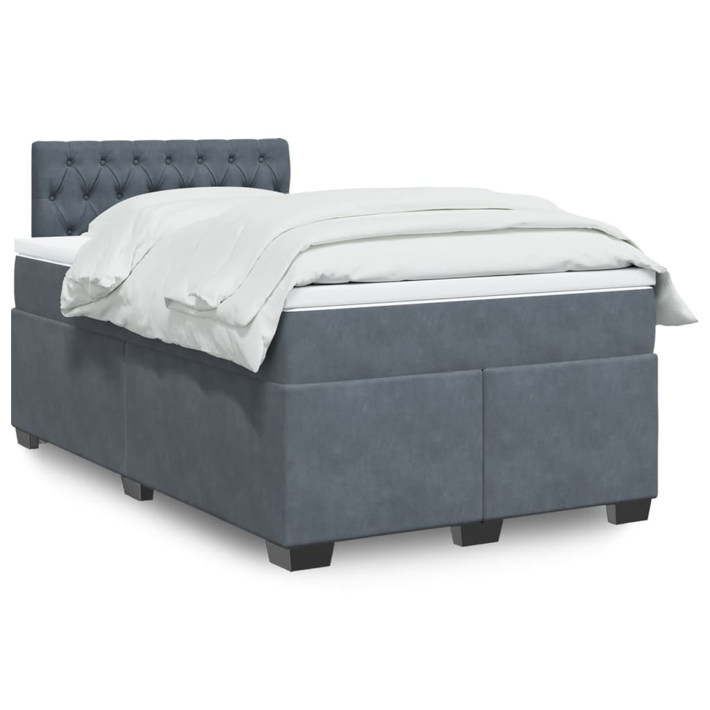 JUNG Vida Boxspringbett mit Matratze Dunkelgrau 120x190 cm Samt