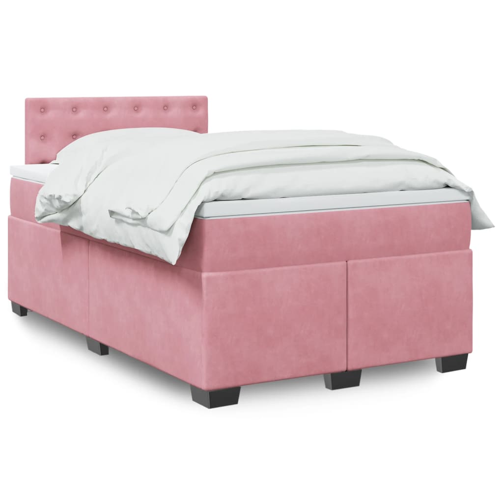 JUNG Vida Boxspringbett mit Matratze Rosa 120x190 cm Samt