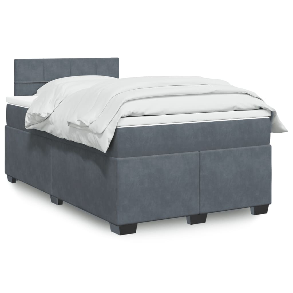 JUNG Vida Boxspringbett mit Matratze Dunkelgrau 120x200 cm Samt