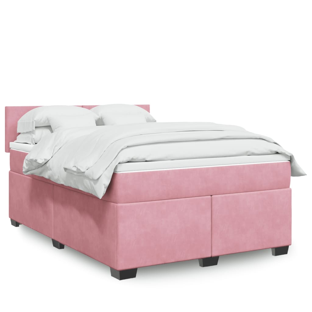 JUNG Vida Boxspringbett mit Matratze Rosa 140x190 cm Samt