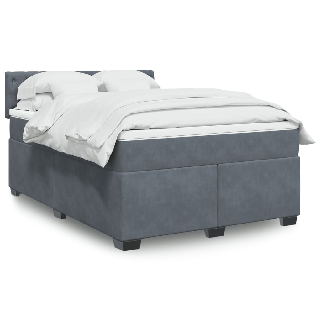 JUNG Vida Boxspringbett mit Matratze Dunkelgrau 140x200 cm Samt