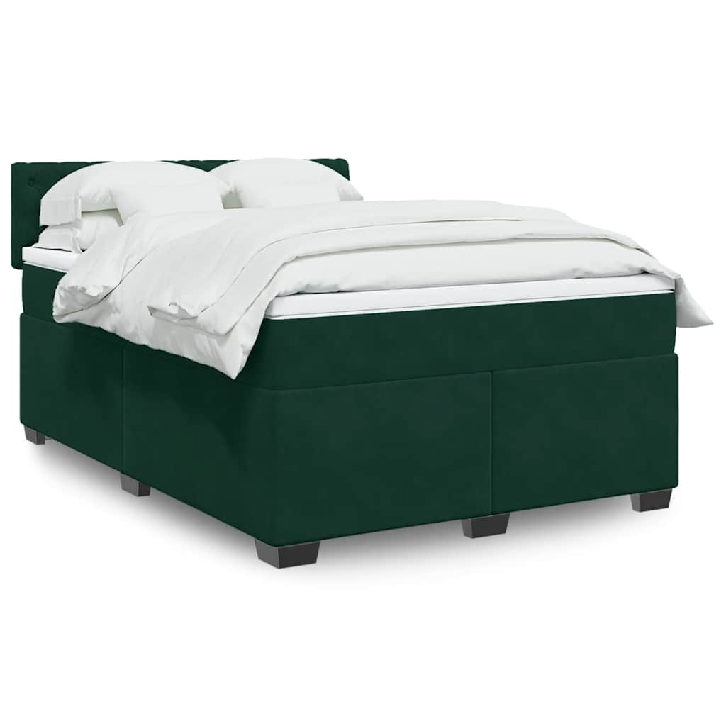 JUNG Vida Boxspringbett mit Matratze Dunkelgrün 160x200 cm Samt