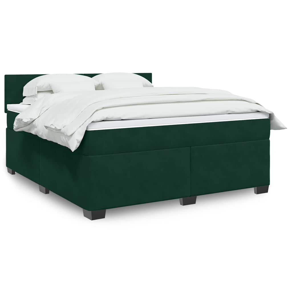 JUNG Vida Boxspringbett mit Matratze Dunkelgrün 180x200 cm Samt