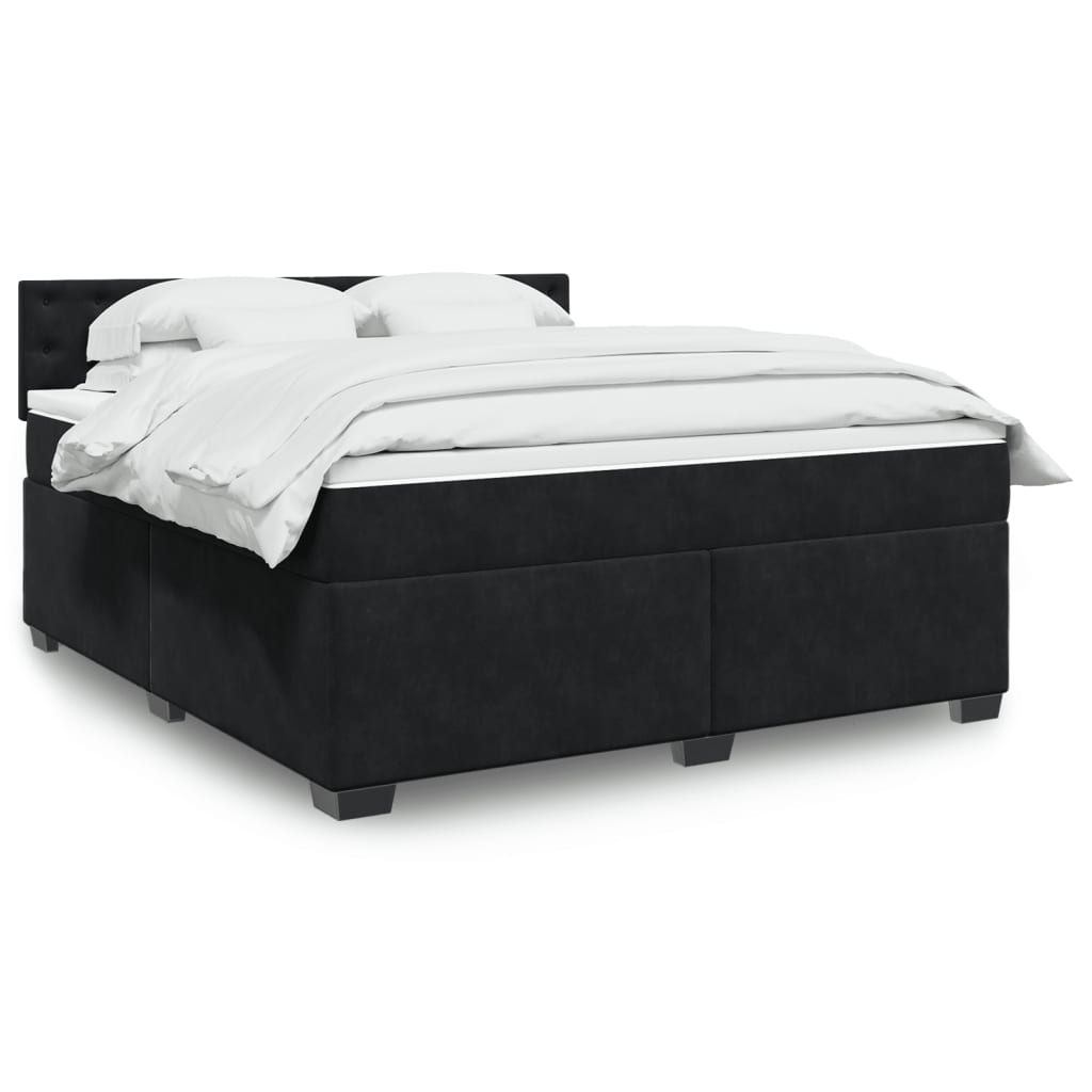 JUNG Vida Boxspringbett mit Matratze Schwarz 180x200 cm Samt