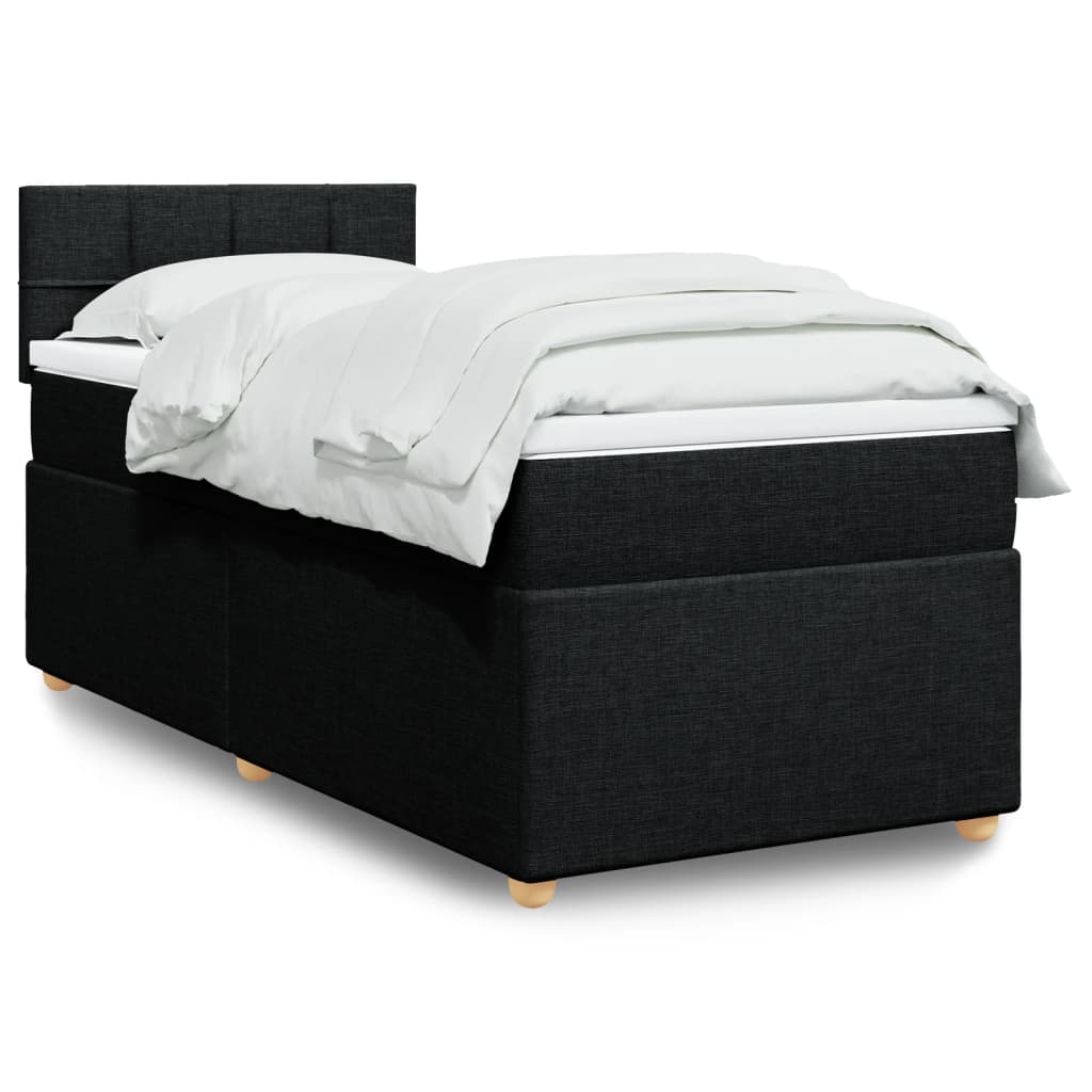 JUNG Vida Boxspringbett mit Matratze Schwarz 90x190 cm Stoff