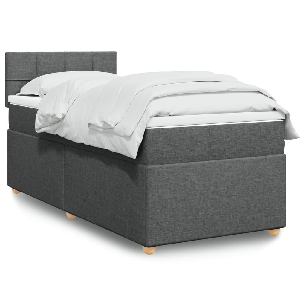 JUNG Vida Boxspringbett mit Matratze Dunkelgrau 100x200 cm Stoff