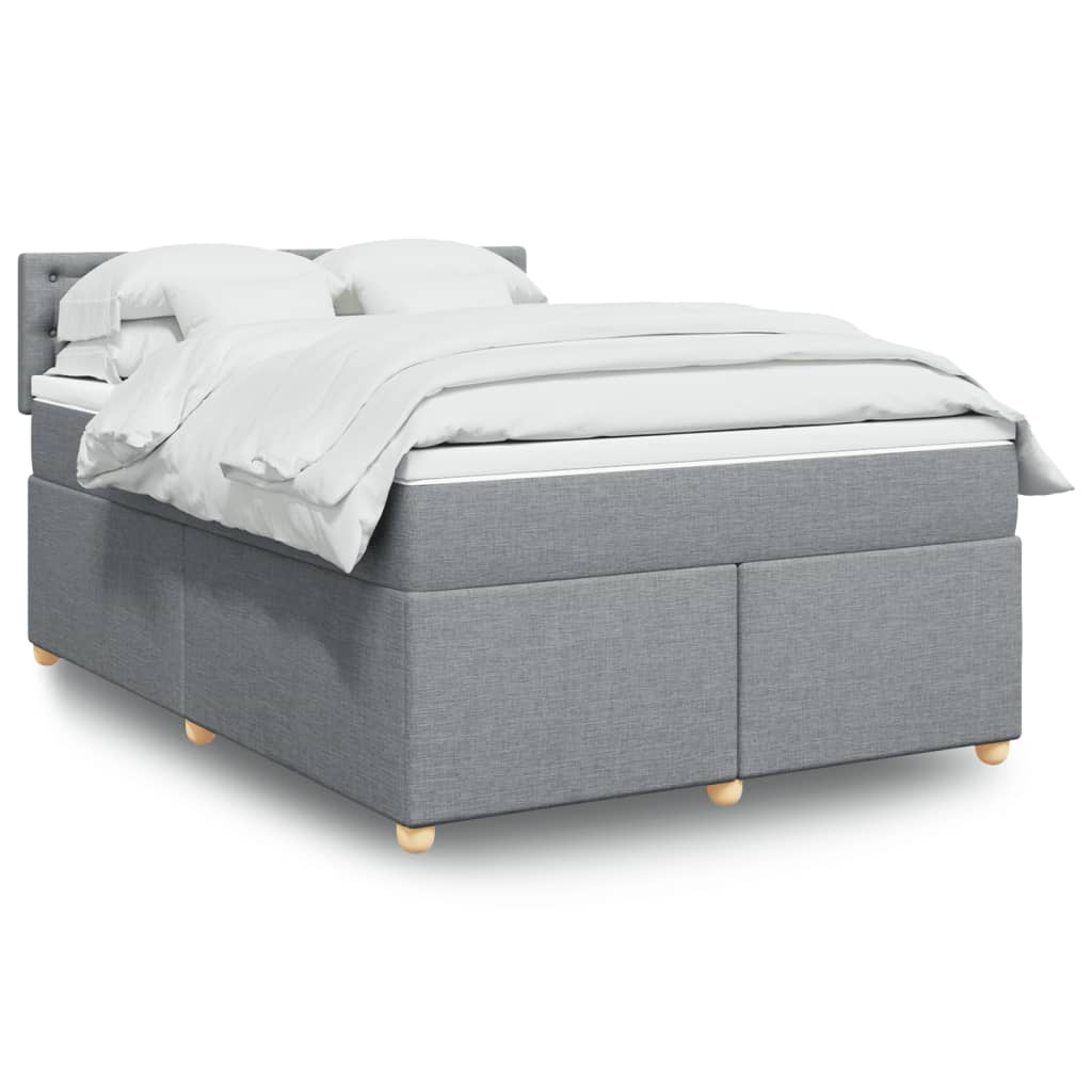 JUNG Vida Boxspringbett mit Matratze Hellgrau 140x200 cm Stoff