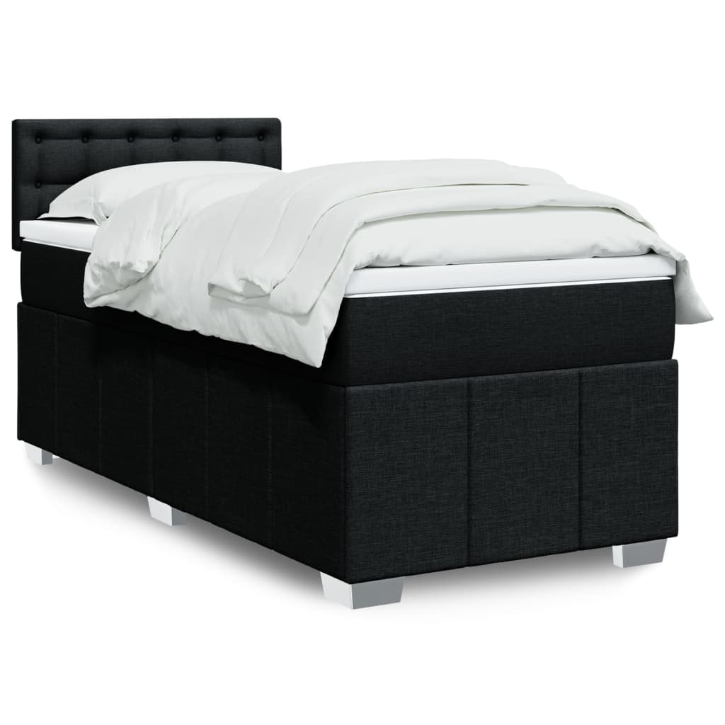 JUNG Vida Boxspringbett mit Matratze Schwarz 80x200 cm Stoff