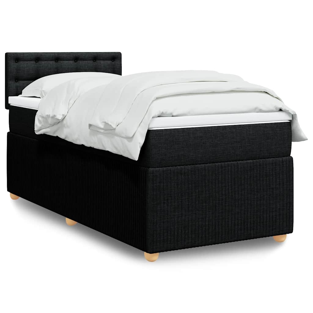 JUNG Vida Boxspringbett mit Matratze Schwarz 90x190 cm Stoff