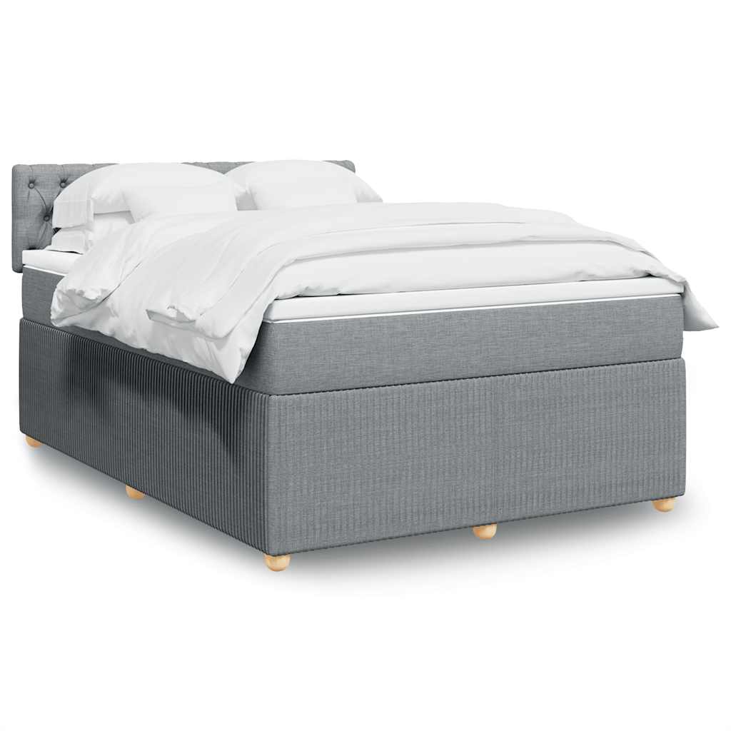 JUNG Vida Boxspringbett mit Matratze Hellgrau 140x190 cm Stoff