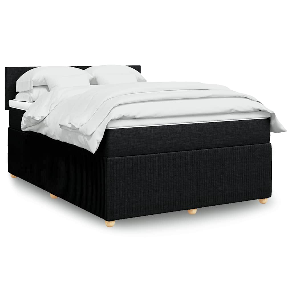 JUNG Vida Boxspringbett mit Matratze Schwarz 140x200 cm Stoff